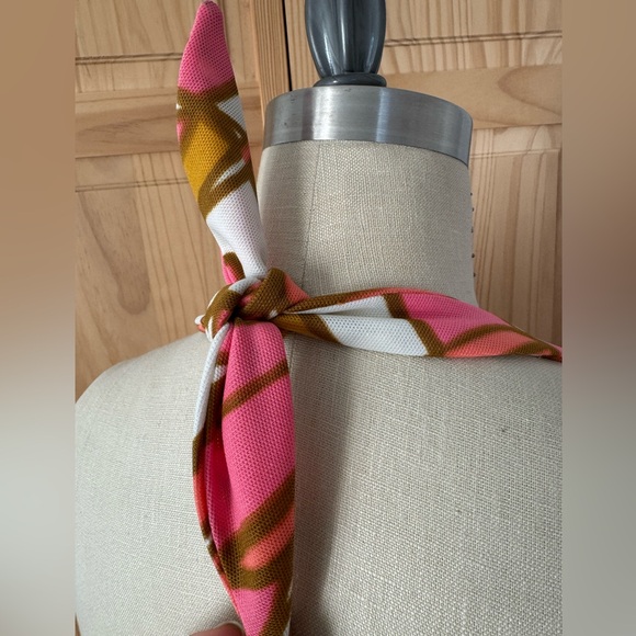 1970s Geometric Print Polyester Halter Maxi Dress - Picture 6 of 8